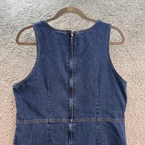 Vintage‎ Expressions Women's Medium Denim Sleeveless Dress Embroidered Design - Picture 9 of 10